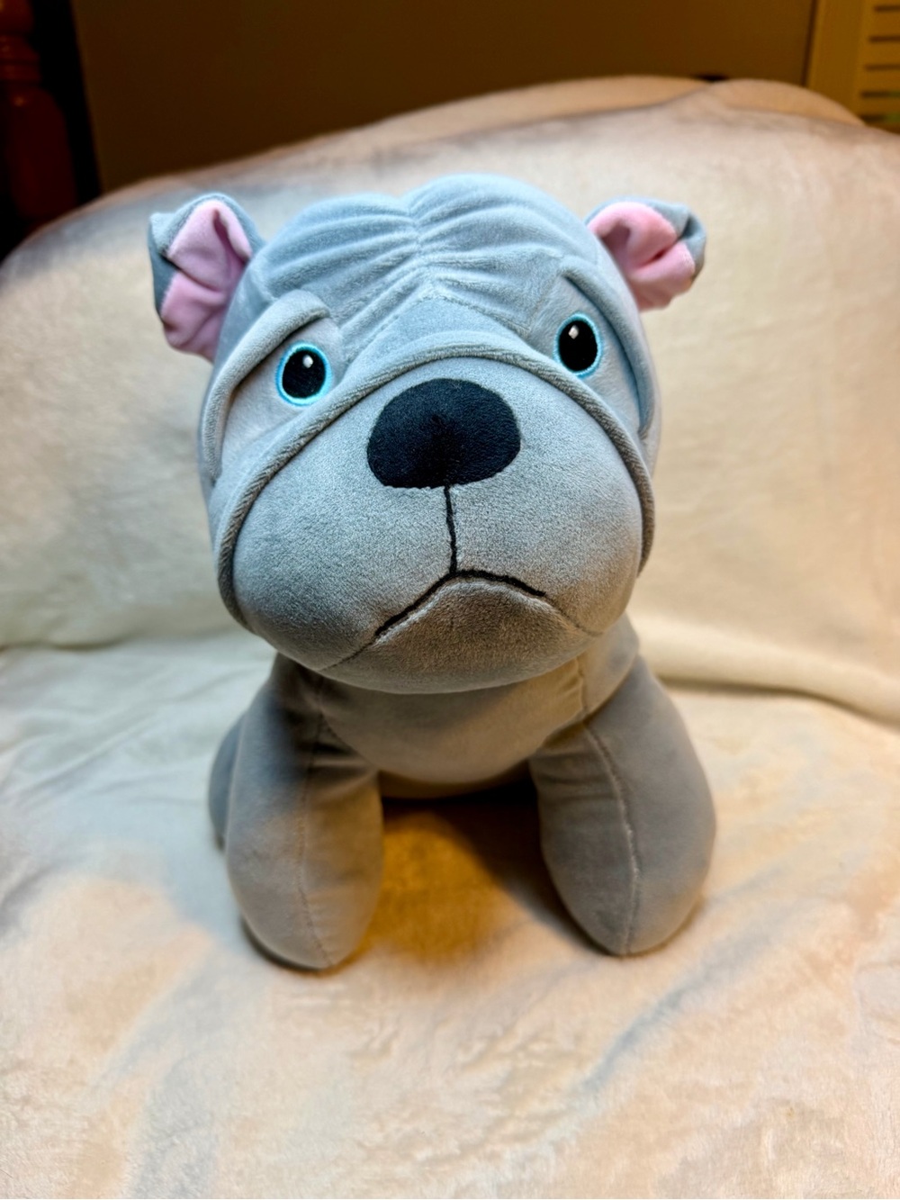 Plush Gray Bulldog Dog